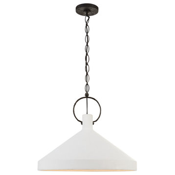 Limoges Grande Pendant in Natural Rust with Plaster White Shade