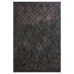 Bareens Designer Rugs - Tribal Turkish Kilim Kristoph Hand-Woven Wool Rug - 6'11'' x 9'11'' - Elevate the elegance of your home with this stunning hand-woven tribal Kilim wool rug. Meticulously crafted on a loom by the Nomad Turkman people using hand-spun wool and 100% natural vegetable dyes, these rugs are recognized for their repetitive geometric patterns, incorporating naturalistic floral and traditional designs. The contemporary fashion palette results in bold, sharp patterns that are incredibly versatile, as the pattern is the same on both sides. These reversible rugs feature a lighter shade on one side and brighter colors on the other, providing versatility according to preference. These unique rugs are made by knotting short strands of different colors onto the warps and securing them by tightly pressing the wefts. The designs are created by interweaving the various colored wefts and warps. Kilims are known for their exceptional durability and versatility, making them truly unique rugs.  Product Details    Rug Size: 6'11'' x 9'11''  Material: 100% Wool  Style: Kilim, Flat Weave, Dhurrie, Turkish, Southwestern, Rustic, Tribal  Colors: Brown, Green, Grey,   Weave Type: Hand-Woven, Handmade  Pile Height: Less than 0.25 inch