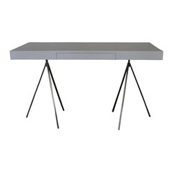 White Niedermaier Mudno Desk with Nickel Base - Products