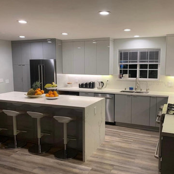 Modern Kitchen Remodel with Waterfall Island & Custom Cabinets | Los Angeles
