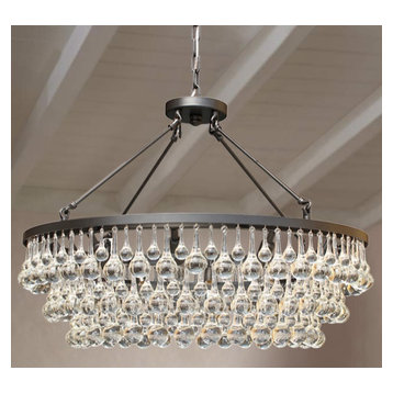 Lightupmyhome Celeste 32" Glass Drop Chandelier, Hanging or Flush Mount