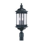 Sea Gull Lighting Hill Gate 3-Light Outdoor Post Lantern in Black