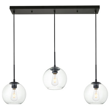 Baxter 3 Light Pendant in Black And Clear