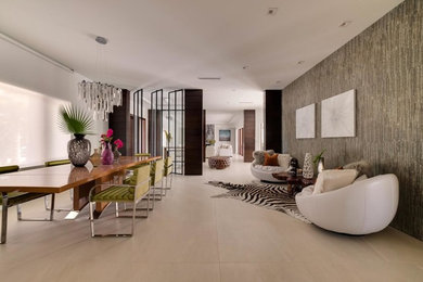 Trendy dining room photo in Miami