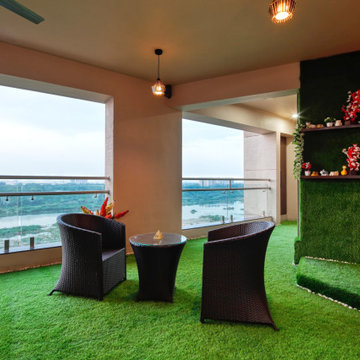 Balcony with River view, vertical garden with African wildlife theme.