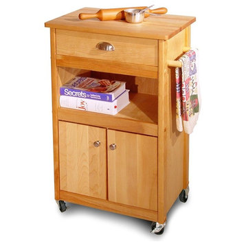 Catskill Birch Hardwood Cuisine Butcher Block Kitchen Cart in Natural