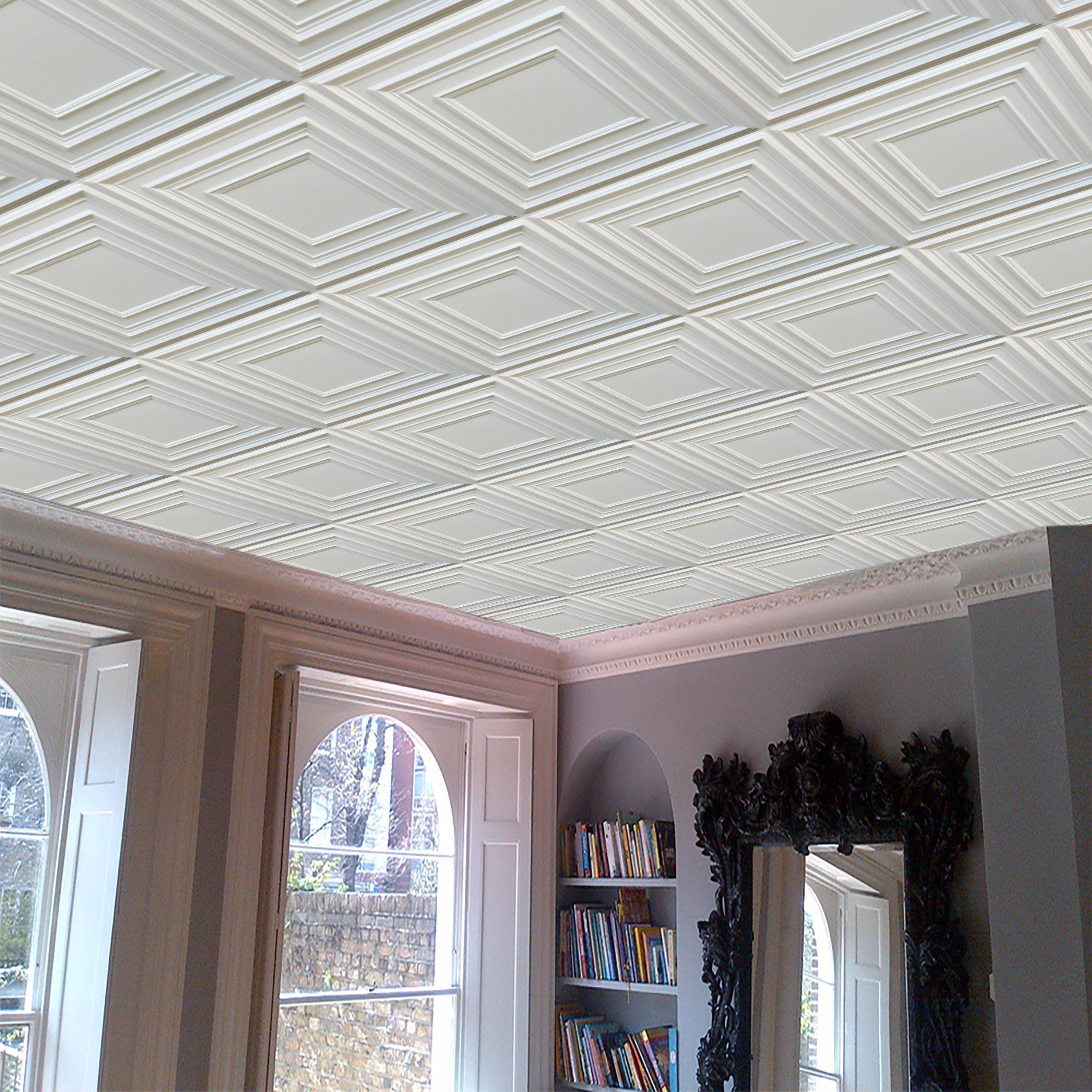 3d Ceiling Panel Silver 3D Ceiling Panels, 2'x2' - Traditional - Ceiling Tile - by ...