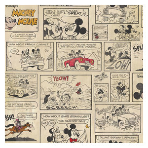 Disney Micky and Minny's Night Out Vintage Comic Strip Wallpaper, Roll