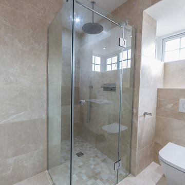 Botticino bespoke glass shower size increase project