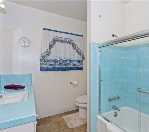 Decorating 1950s Teal Blue Bathroom