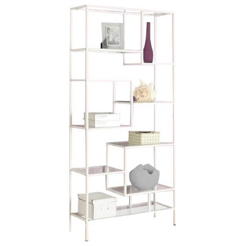 Home Square 2 Piece Modern Metal Bookcase Set in White Finish