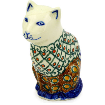 Polmedia Polish Pottery 5" Stoneware Cat Figurine