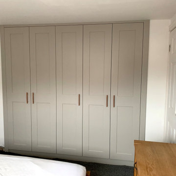 Wardrobes With Shaker Doors Painted in Farrow & Ball 'Purbeck Stone'