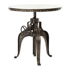 30 Inch Wide Dining Room Tables | Houzz - Fronzoni Industrial Loft Nickel Studded Round Crank Dining Table - 30