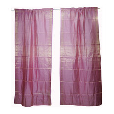 Mogul Interior - 2 Pink Sheer Sari Curtain Window Treatment Decorative Rod Pocket Drape 96X44 - Curtains