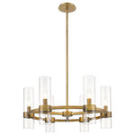 Z-Lite - Z-Lite 4008-6RB Datus 6 Light Chandelier in Rubbed Brass - Take a minimalist approach to lighting a custom space, starting with the sophisticated design of this rubbed brass iron and glass six-light chandelier. Perfect for a small- to mid-sized contemporary dining room, kitchen, or hallway, the Datus chandelier delivers chic style with a round frame crafted of warm rubbed brass finish steel, dressed up with delicate clear glass cylinder shades.