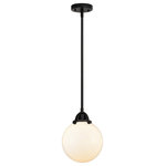 Innovations Lighting - Beacon Mini Pendant, Matte Black, Matte White, Matte White - The Nouveau 2 is a highly detailed work of art that draws the eyes into its base and arm detail. The true show stopping piece is the beautifully curved glass shade that's sure to wow you and guests alike.