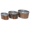 Galvanized Wooden Oval Planters and Beverage Tubs, Set of 3