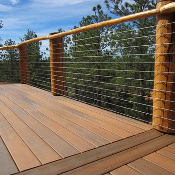 Stainless Cable Infill w/ Natural Peeled Wood Post and Top Rail in Ketchum, ID