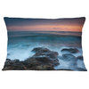 Rocky Beach and White Waves Seashore Throw Pillow, 12"x20"