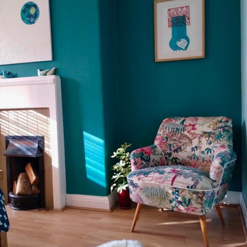 Midcentury Cocktail chair in Linwood Jungle Rumble