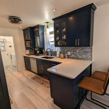 Transitional Kitchen Remodel Done in Mythic Blue Cabinets
