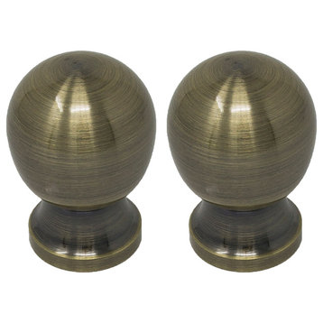 Urbanest Set Of 2 Bola Lamp Finial, 1 13/16", Antique Brass