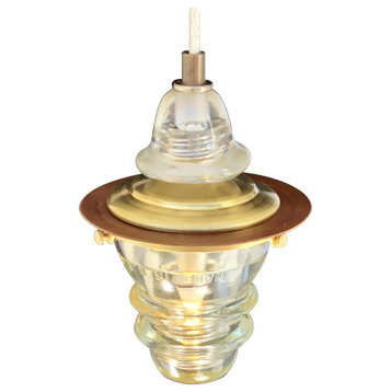 Insulator Light Pendant Lantern Steel Ring Brass & Glass Cap.