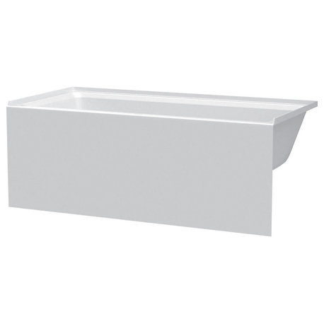 Acrylic Apron Soaking Bathtub, White, 72"x36", Right, Without Drain
