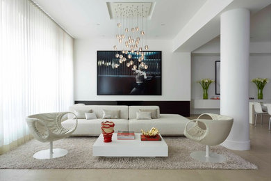 Design ideas for a contemporary open concept living room in New York.