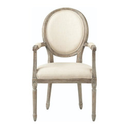 Jacques Antique Brown Natural Linen Dining Chair - Dining Chairs