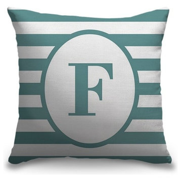 "Letter F - Striped Oval" Pillow 20"x20"