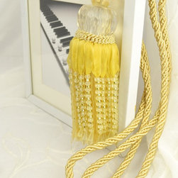 5 Colors QYM39 Polyester and Acrylic Curtain Tassel Tie Backs in Yellow Color - Window Treatment Accessories