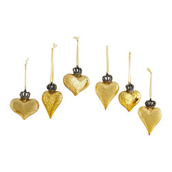 GOLD SACRED HEART ORNAMENTS - SET OF 6 - Products