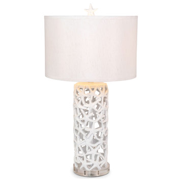 Darla 30" Poly Star Table Lamp, White, Set of 2