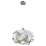 EQ Light - Cloud Pendant Light, Nickel, Small - The Cloud Pendant Light makes a stunning accent piece in a dining room, entryway or kitchen. This elegant pendant light has silver steel construction and a round shade made from white spiral polypropylene pieces. Hang it in a contemporary style home for a cohesive look.