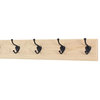 Solid Maple Wall Coat Rack, Bronze Hooks, Natural, 20"x4.5", 4-Hooks