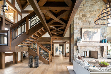 Living room - rustic living room idea in Calgary