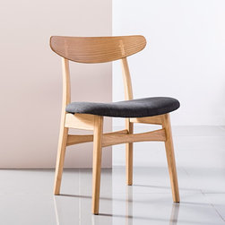 Astrid Solid Oak Dining Chair - Dark Grey Fabric Seat - Dining Chairs