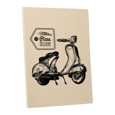 Motorcycle Pop Art "Pizza Delivery" Gallery Wrapped Canvas Wall Art