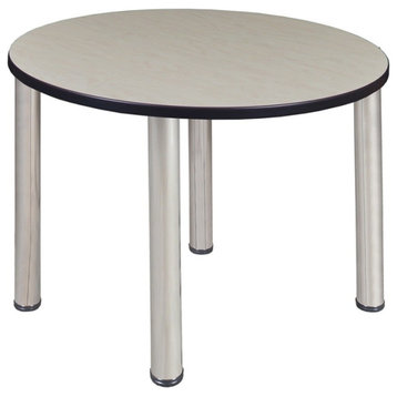 Kee 42" Round Breakroom Table, Maple/Chrome