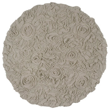 Bell Flower Collection Tufted Non-Slip Bath Rugs, 30" Round, Linen