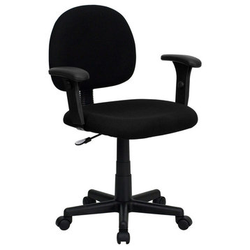 Flash Furniture Mid-Back Ergonomic Black Fabric Task Chair With Adjustable Arms