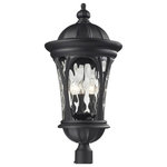 Z-Lite - Doma 3 Light Post Light or Accessories, Black - Traditional and timeless, this large outdoor post head fixture combines black cast aluminum hardware with clear water glass for a classic look.