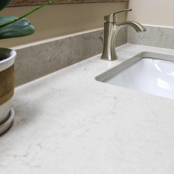 Master Bath with Knotty Alder Vanity and Updated Surround Around Tub