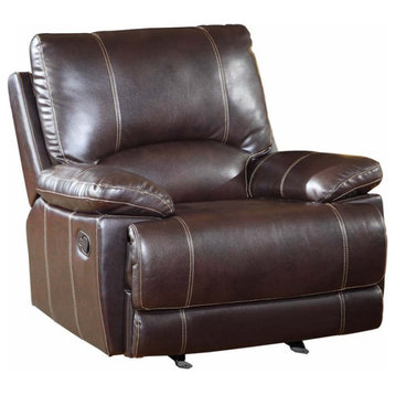 41" Brown Leather Match Recliner