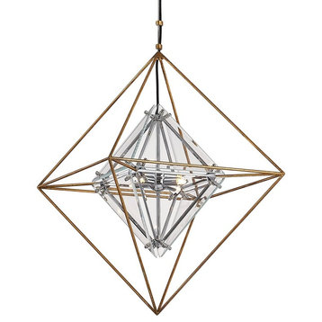 Epic 4 Light Pendant Small, G9 Wedgebase Xenon, Gold Leaf, Clear