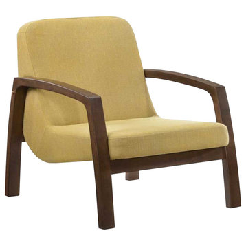 Modrest Bronson Mid-Century Modern Yellow and Walnut Accent Chair
