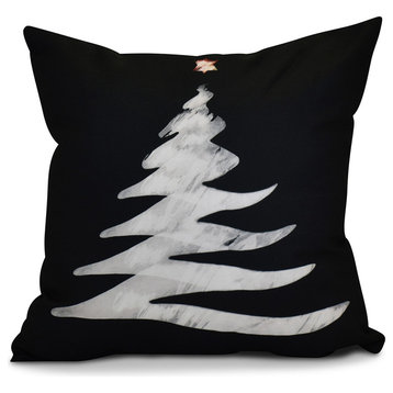Decorative Outdoor Holiday Pillow Geometric Print, Black, 16"x16"