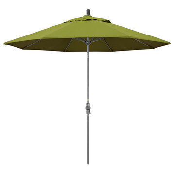 9' Grey Collar Tilt Lift Fiberglass Rib Aluminum Umbrella, Pacifica, Ginkgo